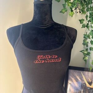 Black Tank Top with Red Embroidery